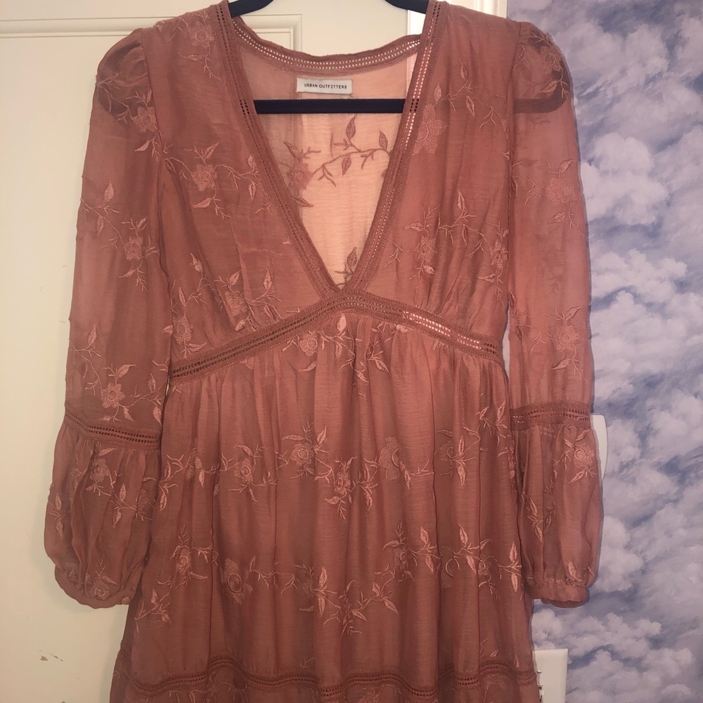 Urban Outfitters Long Sleeve Pink Dress